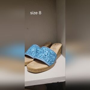Tuscany Blue Woven Wedge Sandals